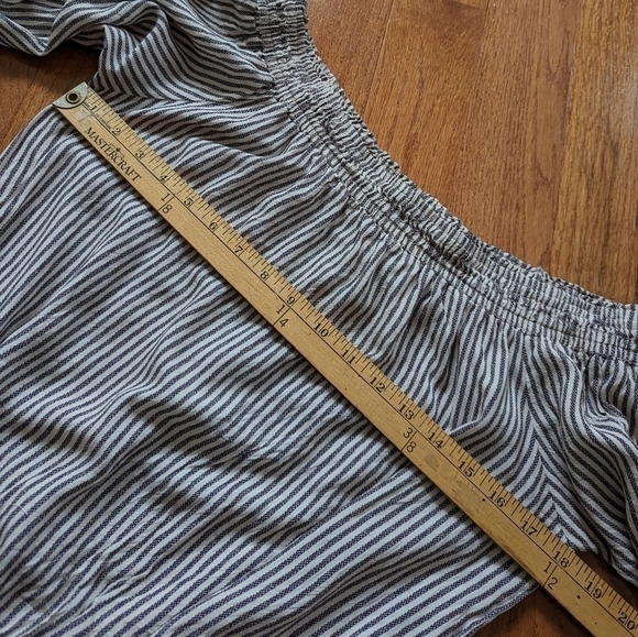 Eberjey Sea Stripe Off The Shoulder Romper Black & White Striped Medium Large - Picture 11 of 15